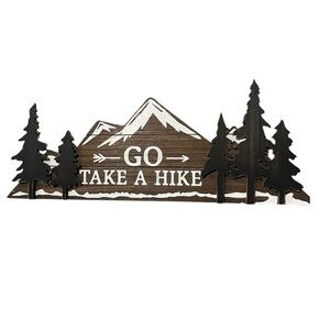 Rustic Brown and Black Mountain Wall Decor .